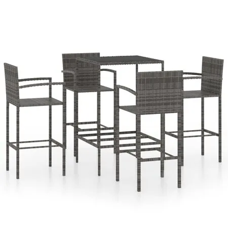  Set mobilier bar de grădină, 5 piese, gri, poliratan