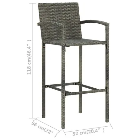  Set mobilier bar de grădină, 5 piese, gri, poliratan