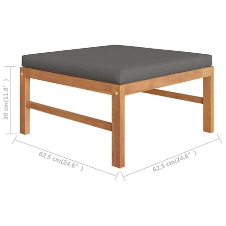  Set mobilier grădină cu perne gri închis, 3 piese, lemn de tec