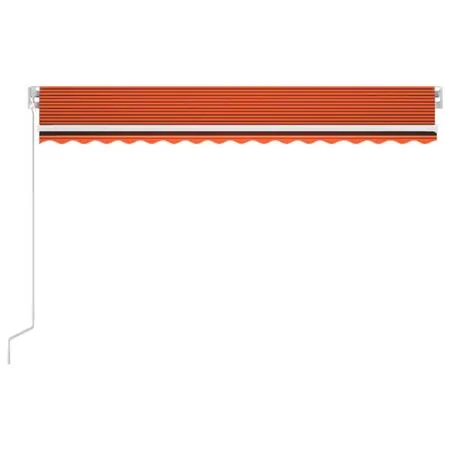  Copertină retractabilă manual cu LED portocaliu&maro 450x300 cm