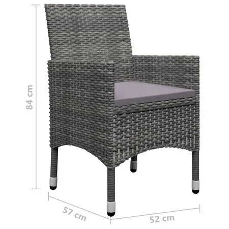  Set mobilier de grădină, 7 piese, gri
