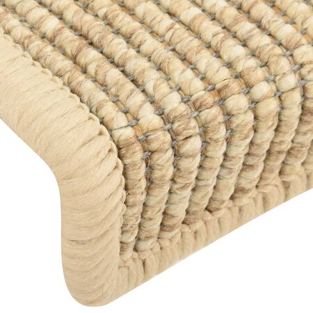  Covorașe autoadezive pentru scări, 15 buc., bej 65x21x4cm sisal