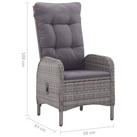  Set de masă pentru grădină, 5 piese, gri