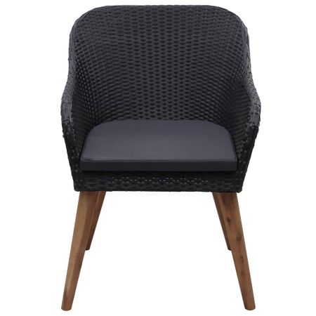  Set mobilier de grădină, 7 piese, negru