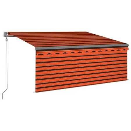 Copertină automată senzor vânt&LED, portocaliu&maro, 3x2,5 cm  