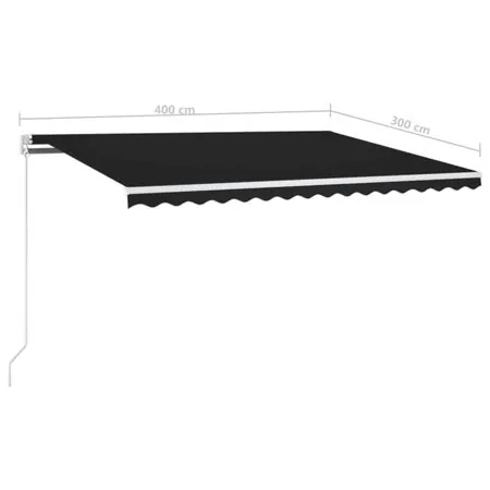  Copertină retractabilă manual cu LED, antracit, 400x300 cm