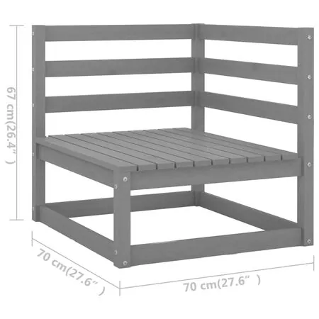  Set mobilier de grădină, 11 piese, gri, lemn masiv de pin