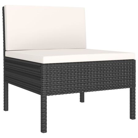  Set mobilier de grădină cu perne, 9 piese, negru, poliratan