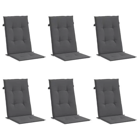  Perne scaun cu spătar înalt, 6 buc. antracit 120x50x3 cm textil