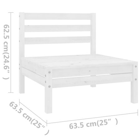  Set mobilier de grădină, 11 piese, alb, lemn masiv de pin