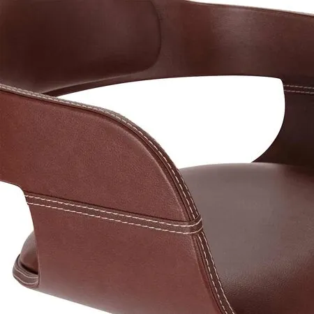  Scaun de masă, maro, lemn curbat & piele ecologică