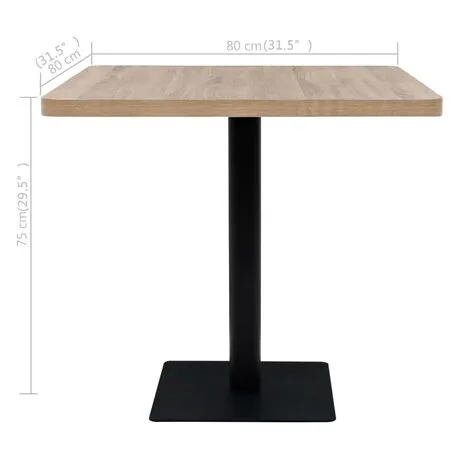 Masă bistro, MDF și oțel, pătrată, 80x80x75 cm, culoare stejar