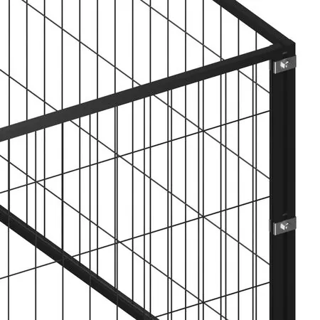  Padoc pentru câini, negru, 8 m², oțel
