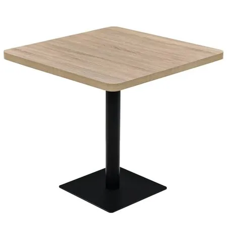  Masă bistro, MDF și oțel, pătrată, 80x80x75 cm, culoare stejar