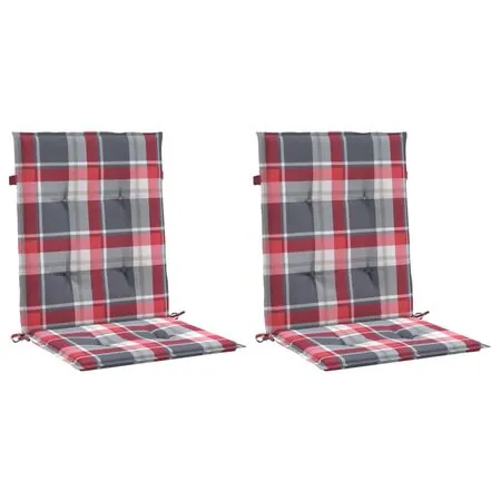  Perne cu spătar roșu carouri, 2 buc., 100x50x3cm, textil Oxford
