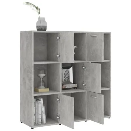  Bibliotecă, gri beton, 90 x 30 x 90 cm, lemn prelucrat