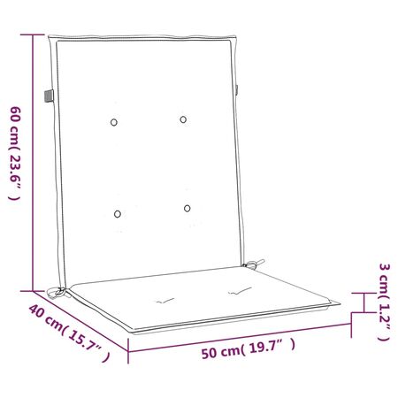  Perne cu spătar mic, 2 buc. negru 100x50x3 cm textil oxford