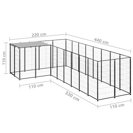 Padoc pentru câini, negru, 6,05 m², oțel  