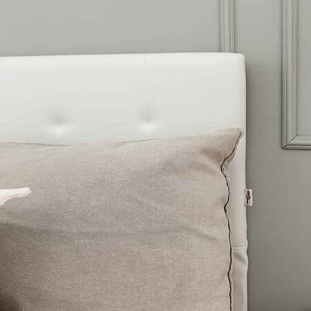  Cadru pat hidraulic, depozitare, alb, 180 x 200 cm, piele eco