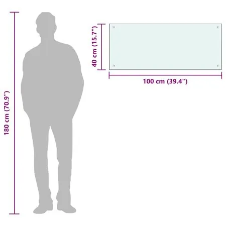   Panou antistropi de bucătărie, alb, 100x40 cm sticlă securizată