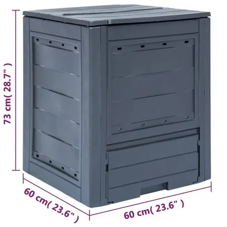  Compostor de grădină, gri, 60 x 60 x 73 cm, 260 L