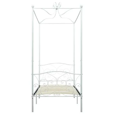  Cadru de pat cu baldachin, alb, 100 x 200 cm, metal