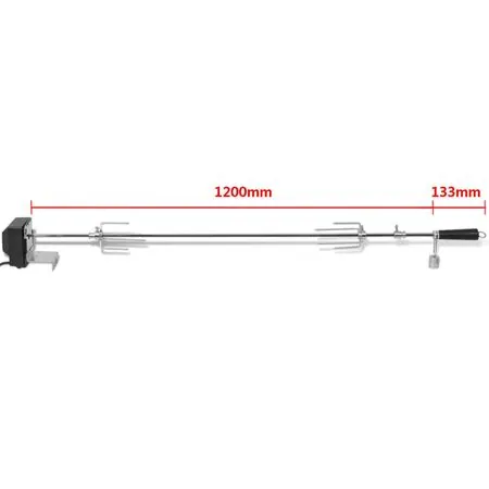 Rotisor cu motor profesional pentru grătar, oțel, 1200 mm