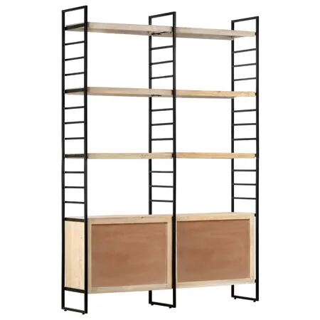  Bibliotecă cu 4 rafturi, 124 x 30 x 180 cm, lemn masiv de mango