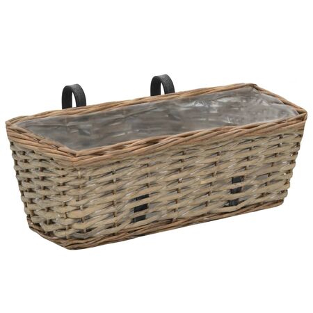  Jardinieră de balcon, 2 buc., 40 cm, răchită căptușeală PE