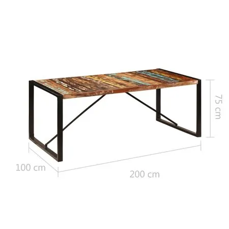 Masă de bucătărie, 200 x 100 x 75 cm, lemn masiv reciclat