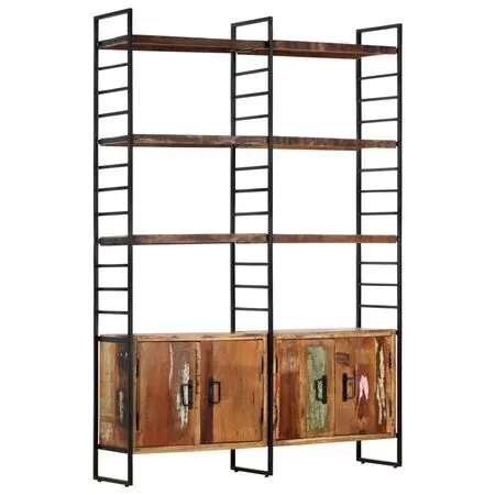  Bibliotecă cu 4 niveluri, 124 x 30 x 180 cm lemn masiv reciclat