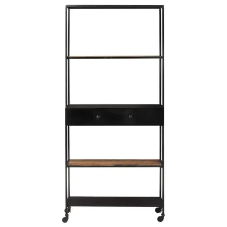  Bibliotecă, 80x35x180 cm, lemn mango nefinisat & fier