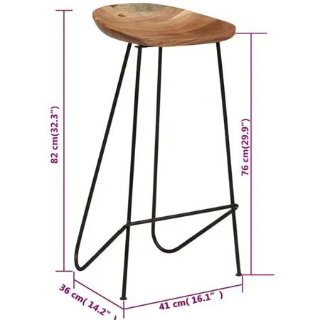  Scaune de bar, 2 buc., lemn masiv de acacia