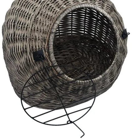  Coș transport pentru pisici, gri, 60x45x45 cm, răchită naturală