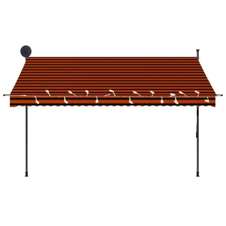  Copertină retractabilă manual cu LED, portocaliu & maro, 300 cm