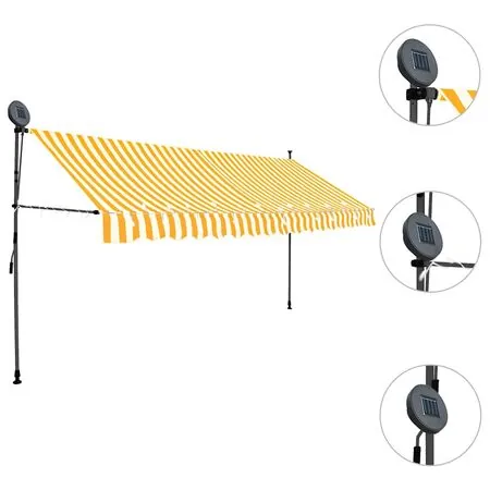  Copertină retractabilă manual cu LED, alb & portocaliu, 400 cm