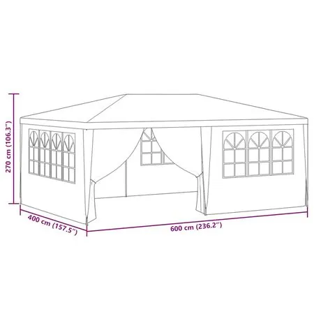  Cort de petrecere profesional cu pereți albastru 4x6 m 90 g/m²