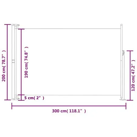  Copertină laterală retractabilă de terasă, gri, 200x300 cm