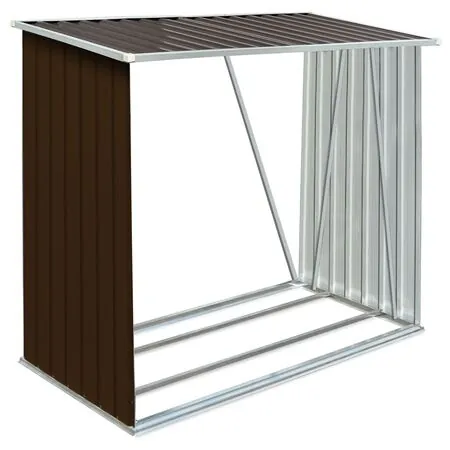  Șopron depozitare lemne, maro, 163x83x154 cm, oțel galvanizat