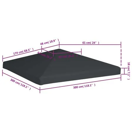  Acoperiș de pavilion, 310 g/m², gri, 3 x 3 m