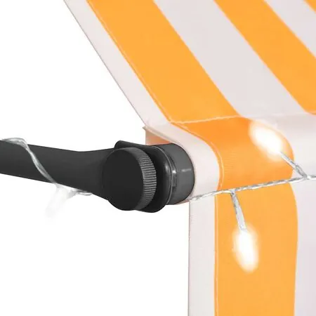  Copertină retractabilă manual cu LED, alb & portocaliu, 150 cm
