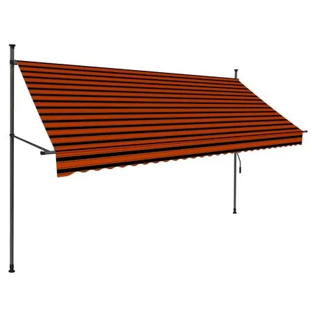  Copertină retractabilă manual cu LED, portocaliu & maro, 300 cm