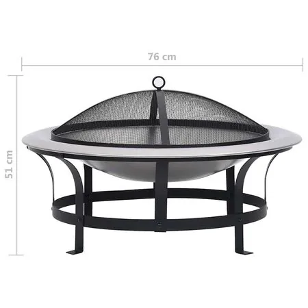  Vatră de foc de exterior cu grătar, 76 cm, oțel inoxidabil