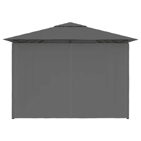  Cort de grădină cu perdele, antracit, 4 x 3 m