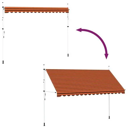  Copertină retractabilă manual, portocaliu și maro, 400 cm