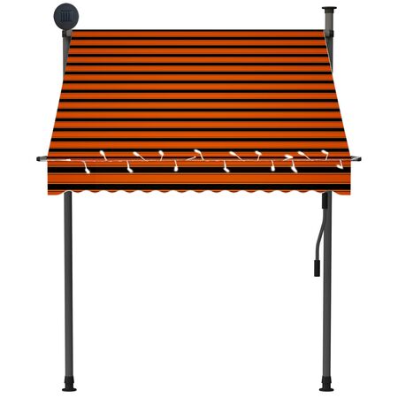  Copertină retractabilă manual cu LED, portocaliu & maro, 150 cm
