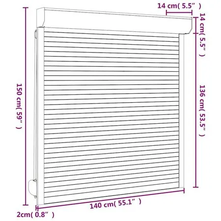  Oblon rulant, alb, 140 x 150 cm, aluminiu