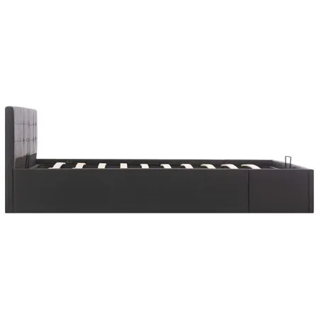  Cadru pat hidraulic, depozitare, negru 160 x 200 cm, piele eco