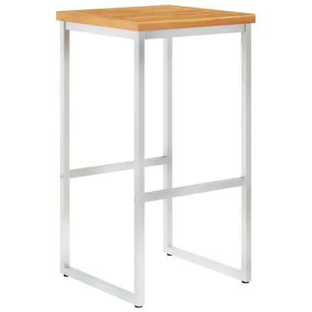  Scaune de bar, 4 buc., lemn masiv de acacia și oțel inoxidabil