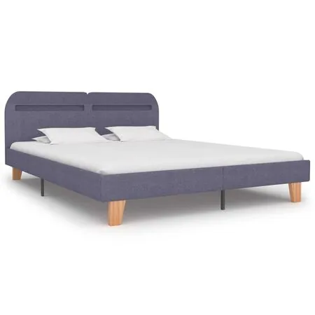  Cadru pat cu LED-uri, gri deschis, 160x200 cm, material textil